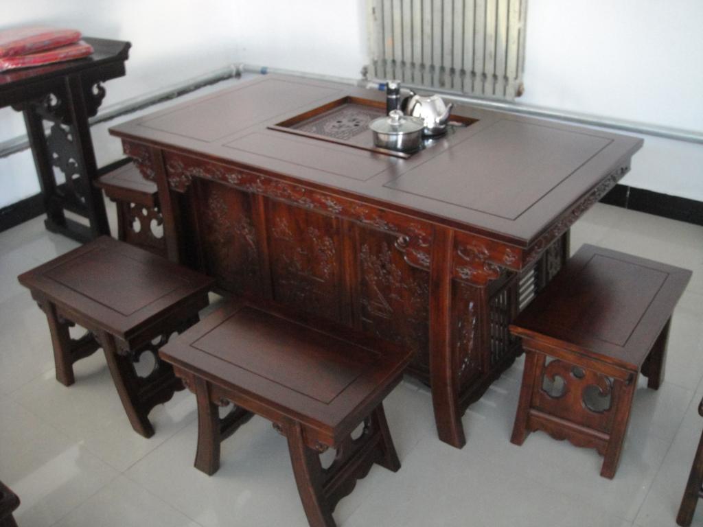 雕花中式实木茶台桌子