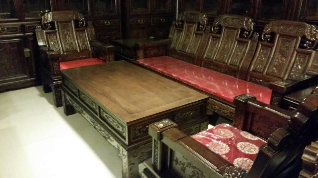 天津中式古典老榆木沙发